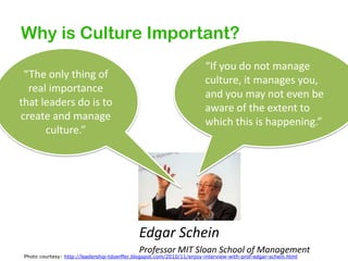 Why is Culture Important?
                                                                        “If you do not manage
 “...