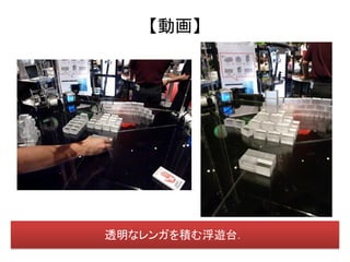 【動画】




透明なレンガを積む浮遊台．
 