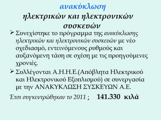Παρουσίαση Απολογισμού Αντιδημαρχίας Ανακύκλωσης και Καθαριότητας Δήμου Θεσσαλονίκης  2011