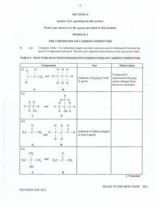 CAPE Chemistry Unit 2 Paper 2 2011 | PDF