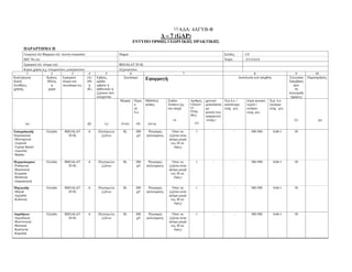 Α∆Α: 4ΑΓΥΒ-Φ13
∆ – 7 (GAP)
ΕΝΤΥΠΟ ΟΡΘΗΣ ΓΕ ΡΓΙΚΗΣ ΠΡΑΚΤΙΚΗΣ
ΠΑΡΑΡΤΗΜΑ II
Γεωργικό (ά) Φάρµακο (ά) (κοινή ονοµασία) Diquat Σελίδες :1/2
EEC No (α) : Χώρα : ΕΛΛΑ∆Α
Εµπορικό (ά) όνοµα (τα) REGALAT 20 SL
Κύρια χρήση π.χ. εντοµοκτόνο, µυκητοκτόνο Ζιζανιοκτόνο
1 2 3 4 5 6 7 8 9 10
Καλλιέργεια
Και/ή
Συνθήκες
χρήσης
Κράτος
Μέλος
ή
χώρα
Εµπορικό
όνοµα του
σκευάσµα-τος
(Α)
(Θ)
ή
(Κ)
Εχθρός,
οµάδα
εχθρών ή
ασθενειών ή
ζιζανίων που
ελέγχονται
Σκεύασµα Εφαρµογή ∆οσολογία ανά επέµβση Τελευταία
Επέµβαση
πριν
τη
συγκοµιδή
(ηµέρες)
Παρατηρήσεις
(α) (β) (γ)
Μορφή
(δ-στ)
Περιε
κ
σε
δ.ο.
(θ)
Μέθοδος/
τρόπος
(στ-η)
Στάδιο
Ανάπτυ-ξης
και εποχή
(ι)
Αριθµός
Εφαρµογ
ών
Ελάχ.
Μεγ.
(κ)
χρονικό
µεσοδιάστη
µα
µεταξύ των
εφαρµογών
(ελάχ.)
Χγρ δ.ο. /
εκατόλιτρο
ελάχ. µεγ.
λίτρα ψεκαστ.
υγρού /
εκτάριο
ελαχ. µεγ.
Χγρ. δ.ο.
/εκτάριο
ελάχ. µεγ.
(λ) (µ)
Εσπεριδοειδή
Πορτοκαλιά
-Μανταρινιά
-Λεµονιά
-Γκρέιπ Φρούτ
-Λιµεττία
-Φράπα
Ελλάδα REGALAT
20 SL
Α Πλατύφυλλα
ζιζάνια
SL 200
g/l
Ψεκασµός
φυλλώµατος
Όταν τα
ζιζάνια είναι
ακόµα µικρά
(ως 20 εκ.
ύψος)
1 - - 300-500 0,66-1 30
Πυρηνόκαρπα:
-Ροδακινιά
-Βερυκοκιά
-Κερασιά
-Βυσσινιά
-∆αµασκηνιά
Ελλάδα REGALAT
20 SL
Α Πλατύφυλλα
ζιζάνια
SL 200
g/l
Ψεκασµός
φυλλώµατος
Όταν τα
ζιζάνια είναι
ακόµα µικρά
(ως 20 εκ.
ύψος)
1 - - 300-500 0,66-1 30
Μηλοειδή:
-Μηλιά
-Αχλαδιά
-Κυδωνιά
Ελλάδα REGALAT
20 SL
Α Πλατύφυλλα
ζιζάνια
SL 200
g/l
Ψεκασµός
φυλλώµατος
Όταν τα
ζιζάνια είναι
ακόµα µικρά
(ως 20 εκ.
ύψος)
1 - - 300-500 0,66-1 30
Ακρόδρυα:
-Αµυγδαλιά
-Φουντουκιά
-Φιστικιά
-Καστανιά
-Καρυδιά
Ελλάδα REGALAT
20 SL
Α Πλατύφυλλα
ζιζάνια
SL 200
g/l
Ψεκασµός
φυλλώµατος
Όταν τα
ζιζάνια είναι
ακόµα µικρά
(ως 20 εκ.
ύψος)
1 - - 300-500 0,66-1 30
 