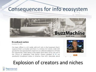 Consequences for info ecosystem Explosion of creators and niches 