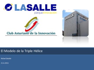 El Modelo de la Triple Hélice innovación
                   Parque de
Rafael Zaballa

21.6.2011


                            1   La Salle Parque de Innovación de Servicios para las Personas
 