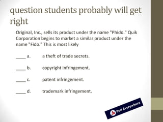 Cost estimate for studentsOn the one-hand . . .It’s free!Assuming students have:Unlimited or generous texting plansOr laptop and Wi-FiOn the other hand . . .It’s the price of a text message x  ?  questions per class x  ?  classes