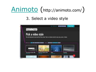 Animoto (http://animoto.com/)Create an account