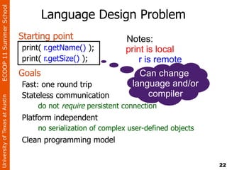 ECOOP 11 Summer School

                                        Language Design Problem
                                St...