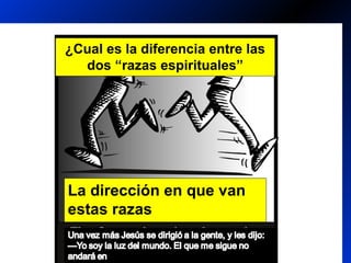 Spiritual races-Difference
¿Cual es la diferencia entre las
dos “razas espirituales”
La dirección en que van
estas razas
 