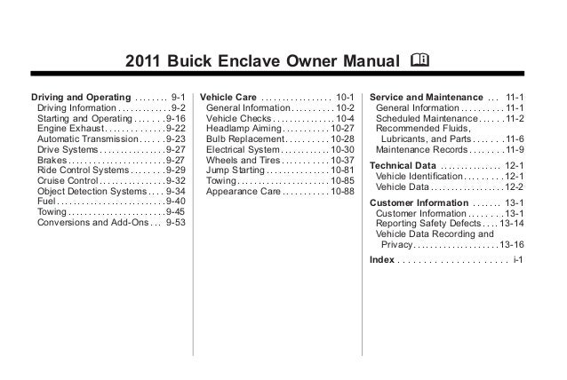2011 Buick Enclave Toledo Owners Manual