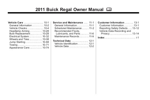 2011 Buick Regal Owners Manual - Seanallop
