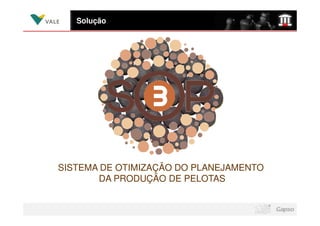 Solução




SISTEMA DE OTIMIZAÇÃO DO PLANEJAMENTO
       DA PRODUÇÃO DE PELOTAS
 