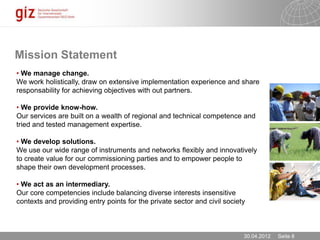 The Deutsche Gesellschaft für Internationale Zusammenarbeit (GIZ) GmbH