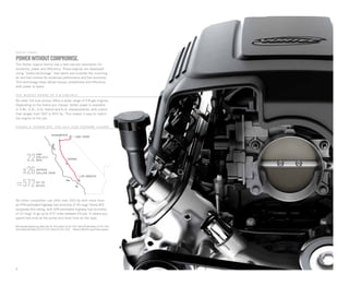 8
Vortec 5.3L V-8 VVT engine
f i g u r e 6 : s i e r r a x f e , t h e f u l l - s i z e e c ono m y l e a d e r
T H E W I D EST RA N GE O F v- 8 E N G I N ES
No other full-size pickup offers a wider range of V-8 gas engines.
Depending on the Sierra you choose, Vortec power is available
in 4.8L, 5.3L, 6.0L Hybrid and 6.2L displacements, with output
that ranges from 302 to 403 hp. This makes it easy to match
the engine to the job.
LOS ANGELES
SACRAMENTO
LAKE TAHOE
AVENAL
POWERWITHOUTCOMPROMISE.
The Vortec engine family has a well-earned reputation for
durability, power and efficiency. These engines are developed
using “vortex technology” that swirls and tumbles the incoming
air and fuel mixture for enhanced performance and fuel economy.1
This technology helps deliver torque, smoothness and efficiency
with power to spare.
V O RTEC P O W ER
22
x26
=572
HWY
EPA-EST.
MPG
approx.
gallon tank
up to
miles
1
EPA-estimated city/hwy mpg: Vortec 4.8L V-8, 14/19; Vortec 5.3L V-8, 15/21; Sierra XFE with Vortec 5.3L V-8, 15/22;
Sierra Hybrid with Vortec 6.0L V-8, 21/22; Vortec 6.2L V-8, 13/19. 2
Based on GM 2010 Large Pickup segment.
No other competitor can offer over 300 hp with more than
an EPA-estimated highway fuel economy of 20 mpg.2
Sierra XFE
surpasses this rating, with EPA-estimated highway fuel economy
of 22 mpg,2
to go up to 572 miles between fill-ups. It means you
spend less time at the pump and more time on the road.
 