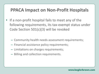 PPACA Impact on ALL Health Plans:January 1, 2014Waiting PeriodsCannot impose coverage waiting period that exceeds 90 daysOut-of-Pocket LimitsEffective January 1, 2014, a non-grandfathered group health plan cannot impose a total cost sharing for a year that exceeds the out-of-pocket limits that are applicable to high-deductible health plansCurrently, these limits are $5,950 for individual coverage and $11,900 for family coverage