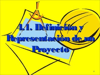 - GESTION DE OPERACIONES –
4
4.1. Definición y4.1. Definición y
Representación de unRepresentación de un
ProyectoProyecto
 