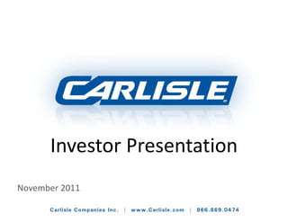 Investor Presentation
November 2011
 
