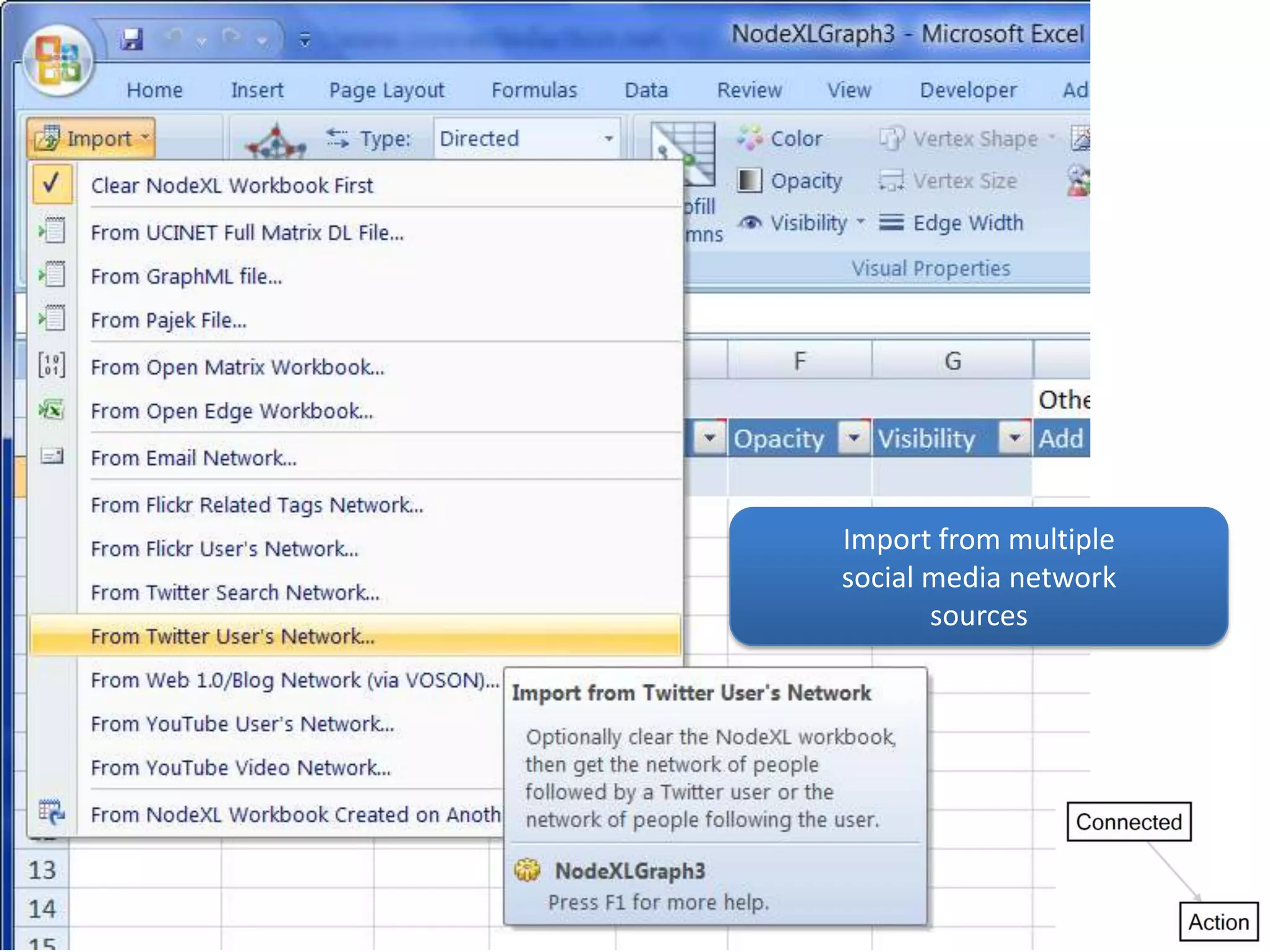 Import from multiple social media networksources