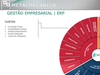 GESTÃO EMPRESARIAL | ERP

CUSTOS
   Formação Preço
   Contabilidade Custos
   Analise Desempenho
   Custos Integrado
   Custo não Integrado
 