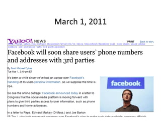 March	
  1,	
  2011	
  
 