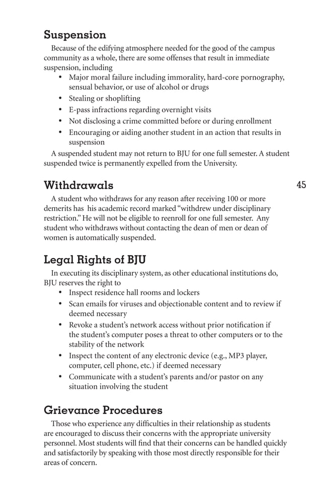 BJU Student Handbook