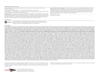 HYBRID PACKAGES AND OPTIONS
Moonroof Package38 — includes power tilt/slide moonroof, dual sun visors with illuminated vanity mirrors                      Upgrade Package with DVD Navigation30 — includes 16-in. 10-spoke alloy wheels with P215/60R16 tires, voice-
and rear-seat reading lights                                                                                                  activated touch-screen DVD navigation system30 with integrated backup camera,31 JBL® AM/FM 4-disc CD changer
Comfort and Convenience Package38, 42 — includes heated front seats and outside mirrors                                       with MP3/WMA playback capability, eight speakers, XM® Radio11 with XM NavTraffic®30 (includes 90-day trial
                                                                                                                              subscription), auxiliary audio jack, USB28 port with iPod®8 connectivity, hands-free phone capability and music
Leather Package38 — includes leather-trimmed seats and door trim with integrated armrests, sliding center armrest,            streaming via Bluetooth®29 wireless technology, leather-wrapped steering wheel and shift knob, auto-dimming
power front passenger seat and wood-grain-style interior trim                                                                 rearview mirror with compass, and HomeLink®33 universal transceiver
Upgrade Package — includes 16-in. 10-spoke alloy wheels with P215/60R16 tires, JBL® AM/FM 6-disc CD changer                   Heated outside mirrors38
with MP3/WMA playback capability, eight speakers, XM® Radio11 (includes 90-day trial subscription), auxiliary audio
jack, USB28 port with iPod®8 connectivity, CD-text display, auto sound leveling, hands-free phone capability and music        Integrated front fog lamps
streaming via Bluetooth®29 wireless technology, Vacuum Fluorescent Display, leather-wrapped steering wheel and
shift knob, auto-dimming rearview mirror with compass, and HomeLink®33 universal transceiver

TOYOTA CARE
                      Toyota Care features a complimentary 2-year or 25K-mile maintenance plan with 24/7
                      roadside assistance. Covers normal factory scheduled service for 2 years or 25K miles,
                      whichever occurs first. See participating dealer for coverage details.

DISCLAIMERS
1. Not available on Camry grade. 2. Not available on SE. 3. Not available with Ash interior. 4. Not available with Bisque interior. 5. Performance of BLU Logic® compatible phones will vary based on phone software version, coverage and your
wireless carrier. See www.blulogicupdate.com for more details. 6. This floor mat was designed specifically for use in your model and model year vehicle and SHOULD NOT be used in any other vehicle. To avoid potential interference with
pedal operation, each mat must be secured with retention hooks/clips. Do not install a floor mat on top of an existing floor mat. 7. Interface kit for iPod® not available if vehicle is equipped with XM® Radio services. 8. iPod® is a registered
trademark of Apple, Inc. All rights reserved. 9. Automatic transmission only. 10. Available for vehicles with factory remote keyless entry. 11. XM services require a subscription after 90-day trial period. Subscriptions governed by XM Customer
Agreement available at xmradio.com. If you decide to continue your XM service at the end of your complimentary trial, the plan you choose will automatically renew and bill at then-current rates unless you call 1-800-967-2346
to cancel. Fees and programming subject to change. Available only to those at least 18 years of age in the 48 contiguous United States and D.C. 12. Performance tires are expected to experience greater tire wear than conventional tires.
Tire life may be less than 24,000 miles, depending upon driving conditions. 13. 4-cylinder only. 14. Standard on V6, available on 4-cylinder. 15. In certain areas, 4-cylinder automatic models are equipped as Partial Zero Emission Vehicles
(PZEV). For Camry 4-cylinder models certified as Partial Zero Emission Vehicles (PZEV), all emissions components are covered for 15 years or 150,000 miles, whichever occurs first, for performance or defect. 16. Brake Assist is designed to
help the driver take full advantage of the benefits of ABS. It is not a substitute for safe driving practices. Braking effectiveness also depends on proper brake-system maintenance and tire and road conditions. 17. Vehicle Stability Control
(VSC) is an electronic system designed to help the driver maintain vehicle control under adverse conditions. It is not a substitute for safe driving practices. Factors including speed, road conditions and driver steering input can all affect
whether VSC will be effective in preventing a loss of control. Please see your Owner’s Manual for further details. 18. SE available with All-Season tires as a no-cost option. 19. 2011 EPA-estimated mileage. Actual mileage will vary. 20. Toyota
strives to build vehicles to match customer interest and thus they typically are built with popular options and option packages. Not all options/packages are available separately and some may not be available in all regions of the country.
See toyota.com for information about options/packages commonly available in your area. If you would prefer a vehicle without any or with different options, contact your dealer to check for current availability or the possibility of placing a
special order. 21. Automatic transmission only. 22. Includes 4-cylinder and V6 models. 23. V6 only. 24. The Smart Key System may interfere with some pacemakers or cardiac defibrillators. If you have one of these medical devices, please
talk to your doctor to see if you should deactivate this system. 25. Fraichir™ is a trademark of Seiren Co., Ltd. 26. Requires available leather-trimmed seats. 27. Plasmacluster™ is a trademark of Sharp Electronics, Inc. 28. May not be
compatible with all MP3/WMA players and like models. 29. The Bluetooth® technology phones listed on toyota.com have been tested for compatibility with Toyota vehicles. Performance will vary based on phone software version, coverage
and your wireless carrier. Phones are warranted by their manufacturer, not Toyota. 30. Availability and accuracy of the information provided by the navigation system or any XM services mentioned (if installed) are dependent upon many
factors. Use common sense when relying on information provided. Services not available in every city or roadway. Periodic navigation updates available at additional cost. See your Navigation System Owner’s Manual or contact XM for details.
31. The backup camera does not provide a comprehensive view of the rear area of the vehicle. You should also look around outside your vehicle and use your mirrors to confirm rearward clearance. Cold weather will limit effectiveness and
view may become cloudy. 32. Manual transmission only. 33. HomeLink® is a registered trademark of Johnson Controls, Inc. 34. Smart Stop Technology operates only in the event of certain simultaneous brake and gas pedal applications.
When engaged, the system will reduce engine power to help the brakes bring the vehicle to a stop. Factors including speed, road conditions and driver input all impact stopping distance. Smart Stop Technology is not a substitute for safe
and attentive driving and does not guarantee instant stopping. Please see your Owner’s Manual for further details. 35. All the airbag (AB) systems are Supplemental Restraint Systems. All ABs (if installed) are designed to inflate only under
certain conditions and in certain types of severe collisions: frontal and knee ABs typically inflate in frontal collisions; side and side curtain ABs in side collisions; Roll-Sensing Curtain ABs at a severe tilt degree, roll or lateral G-force. In all
other accidents, the ABs will not inflate. To decrease the risk of injury from an inflating AB, always wear seatbelts, sit upright in the middle of the seat as far back as possible and do not lean against the door. Do not put objects in front of
an AB or around the seatback. Do not use a rearward-facing child seat in any front passenger seat. The force of an inflating AB may cause serious injury or death. See your Owner’s Manual for further information/warnings. 36. The Toyota
Tire Pressure Monitor alerts the driver when tire pressure is critically low. For optimal tire wear and performance, tire pressure should be checked regularly with a gauge; do not rely solely on the monitor system. See your Owner’s Manual
for details. 37. The engine immobilizer is a state-of-the-art anti-theft system. When you insert your key into the ignition switch or bring a Smart Key fob into the vehicle, the key transmits an electronic code to the vehicle. The engine will
only start if the code in the transponder chip inside the key or Smart Key fob matches the code in the vehicle’s immobilizer. Because the transponder chip is embedded in the key or Smart Key fob, it can be costly to replace. If you lose
a key or Smart Key fob, your Toyota dealer can help. Alternatively, you can find a qualified independent locksmith to perform high-security key services by consulting your local Yellow Pages or by contacting www.aloa.org 38. Requires
Upgrade Package. 39. Requires Comfort and Convenience Package and Leather Package. 40. Vehicle Dynamics Integrated Management (VDIM) is an electronic system designed to help the driver maintain vehicle control under adverse
conditions. It is not a substitute for safe driving practices. Factors including speed, road conditions and driver steering input can all affect whether VDIM will be effective in preventing a loss of control. Please see your Owner’s Manual for
further details. 41. Hybrid vehicle battery expected life is 150,000 miles based on laboratory bench testing. 42. Requires Leather Package.


Some vehicles are shown with available equipment. Seatbelts should be worn at all times. For details on vehicle               All information presented herein is based on data available at the time of posting, is subject to change without notice
specifications, standard features and available equipment in your area, contact your Toyota dealer. A vehicle with            and pertains specifically to mainland U.S.A. vehicles only.
particular equipment may not be available at the dealership. Ask your Toyota dealer to help locate a specifically
equipped vehicle.


                                  For Toyota Mobility program details, go to
                                  www.toyota.com/mobility or call the Toyota
                                  Customer Assistance Center at 1-800-331-4331
 