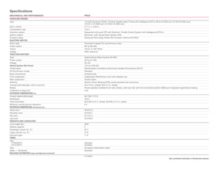 Speciﬁcations
MECHANICAL AND PERFORMANCE                       PRIUS
GASOLINE ENGINE
Type                                             1.8-Liter Aluminum DOHC 16-Valve Variable Valve Timing with intelligence (VVT-i), 98 hp @ 5200 rpm (73 kW @ 5200 rpm),
                                                 105 lb.-ft. @ 4000 rpm (142 N•m @ 4000 rpm)
Bore x stroke                                    3.17 in. x 3.48 in.
Compression ratio                                13.0:1
Induction system                                 Sequential multi-point EFI with Electronic Throttle Control System with intelligence (ETCS-i)
Ignition system                                  Electronic, with Toyota Direct Ignition (TDI)
Emission rating                                  Advanced Technology Partial Zero Emission Vehicle (AT-PZEV)1
ELECTRIC MOTOR
Motor type                                       Permanent magnet AC synchronous motor
Power output                                     80 hp (60 kW)
Torque                                           153 lb.-ft. (207 N•m)
Voltage                                          650V maximum
TRACTION BATTERY
Type                                             Sealed Nickel-Metal Hydride (Ni-MH)2
Power output                                     36 hp (27 kW)
Voltage                                          201.6V
Hybrid System Net Power                          134 hp (100 kW)
Transmission                                     Electronically Controlled continuously Variable Transmission (ECVT)
EV 3/Eco/Power modes                             Standard
Body construction                                Unitized body
Front suspension                                 Independent MacPherson strut with stabilizer bar
Rear suspension                                  Torsion beam
Steering                                         Electric Power Steering (EPS); power-assisted rack-and-pinion
Turning circle diameter, curb to curb (ft.)      34.2 (15-in. wheel); 36.0 (17-in. wheel)
Brakes                                           Power-assisted ventilated front disc brakes, solid rear disc with Anti-lock Brake System (ABS) and integrated regenerative braking
Coefficient of drag (Cd)                         0.25
EXTERIOR DIMENSIONS (in.)
Overall height/width/length                      58.7/68.7/175.6
Wheelbase                                        106.3
Track (front/rear)                               60.0/59.8 (15-in. wheel); 59.6/59.4 (17-in. wheel)
Minimum running ground clearance                 5.5
INTERIOR DIMENSIONS (front/rear) (in.)
Head room                                        38.6/37.6
Shoulder room                                    54.9/53.1
Hip room                                         52.7/51.2
Leg room                                         42.5/36.0
WEIGHTS AND CAPACITIES
Curb weight (lb.)                                3042
Seating capacity                                 5
Passenger volume (cu. ft.)                       93.7
Cargo volume 4 (cu. ft.)                         21.6
Fuel tank (gal.)                                 11.9
TIRES
Size
  P195/65R15                                     Standard
  P215/45R17                                     Available
Type                                             All-season steel-belted radial
Spare — Temporary                                Standard
MILEAGE ESTIMATES (mpg city/highway/combined)5
                                                 51/48/50
                                                                                                                                                  See numbered footnotes in Disclaimers section.
 