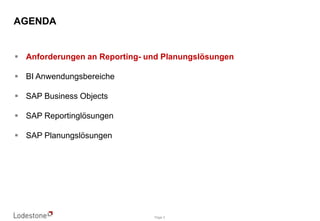AGENDAAnforderungen an Reporting- und Planungslösungen