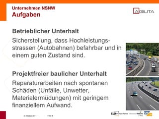 AGILITA stellt sich vor…Standorte:Althardstrasse 80	  Jungfraustrasse1CH-8105 RegensdorfCH-3005 BernRechtsform:		AktiengesellschaftGründungsdatum:	28. Juni 2005Schwesterfirma als SAP Service-PartnerABILITA AG, 8105 RegensdorfAnzahl Mitarbeiter über 60www.agilita.chSandra VöllerGeschäftsführerinKurt SpichigerGeschäftsführer