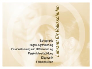 Schulpraxis Begabungsförderung Individualisierung und Differenzierung Persönlichkeitsbildung Diagnostik Fachdidaktiken 