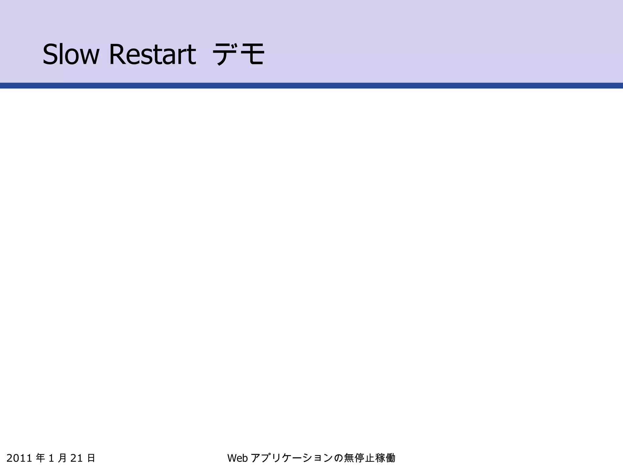 Slow Restart  デモ Web アプリケーションの無停止稼働 2011 年 1 月 21 日 