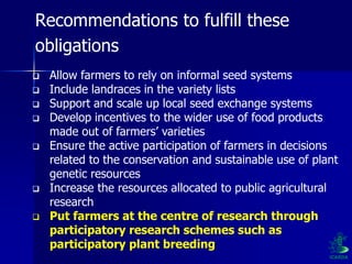 Participatory Plant Breeding, Biodiversity, Genetic Resources, Gender and Climate Changes