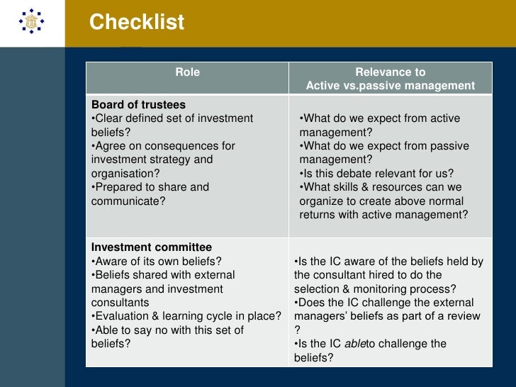 Presentation active vs passive management