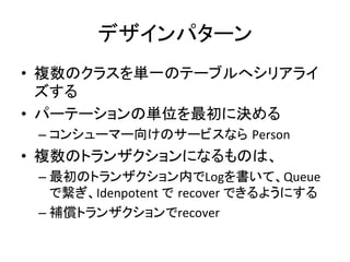 • 
            	
  
•                                                           	
  
       –                                          Person	
  	
  
•                                                         	
  
       –                                Log                      Queue	
  
                   Idenpotent	
     recover	
                         	
  
       –                            recover	
  
	
  
 