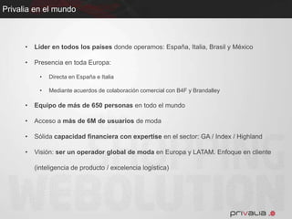 Privalia en el mundoLíder en todos los países donde operamos: España, Italia, Brasil y México
