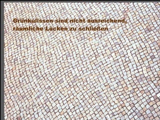 Grünkulissen sind nicht ausreichend,
 räumliche Lücken zu schließen




Dr. Matthias Lerm, Stadtarchitekt
Dezernat Stadtentwicklung · Fachbereich Stadtentwicklung und Stadtplanung
Jena, 11. September 2010
 