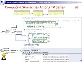Similar to House?
Computing Similarities Among TV Series 2/2
Series-O-Rama: Search & Recommend TV series with SQL Guillaume Cabanac
⋈
⋈
⋈
25
 