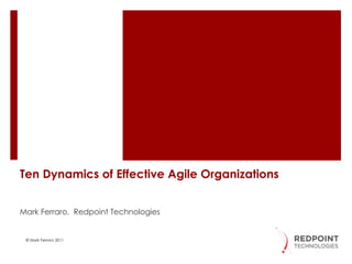 Ten Dynamics of Effective Agile Organizations Mark Ferraro,  Redpoint Technologies  © Mark Ferraro 2011 
