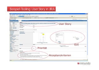Beispiel-Tooling: User Story in JIRA



                                          User Story




                                                       GUI
                      Priorität


                                  Akzeptanzkriterien
 