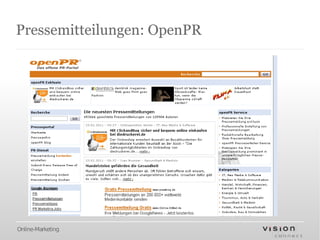 Pressemitteilungen: OpenPR




Online-Marketing
 