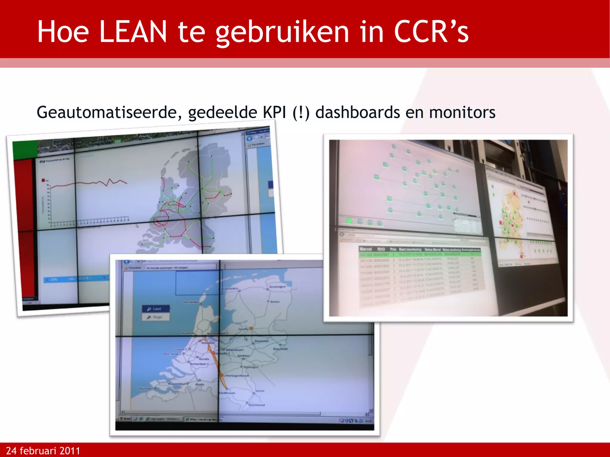 Hoe LEAN te gebruiken in CCR’s Geautomatiseerde, gedeelde KPI (!) dashboards en monitors 24 februari 2011 