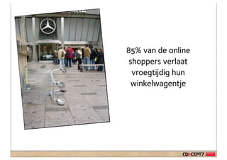 85% van de online
 shoppers verlaat
  vroegtijdig hun
  winkelwagentje
 
