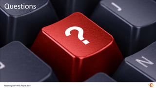 Questions




Mastering SAP HR & Payroll 2011
 