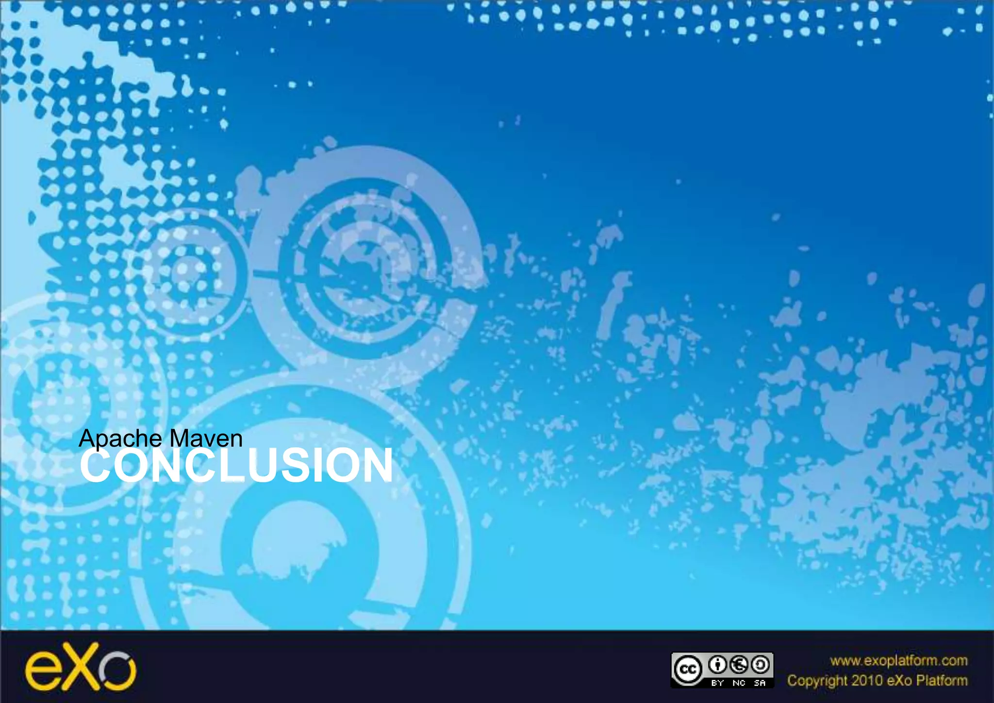 Apache Maven 3.xWhat it will change for maven developers ?Lifecycle extension pointsPlugin extension pointsIncremental build supportQueryable lifecycleExtensible reportingBye bye Plexus, welcome JSR 330 & Google GuiceWelldefined and documented APIs