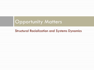 Opportunity Matters
Structural Racialization and Systems Dynamics
 