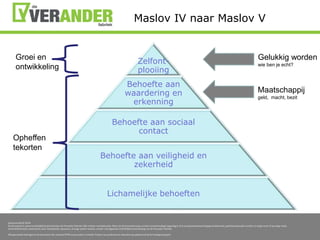 Maslov IV naarMaslov VGroei en ontwikkelingGelukkigwordenwieben je echt?Maatschappijgeld,  macht, bezitOpheffentekorten