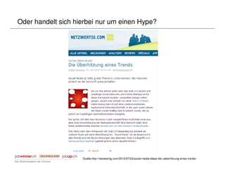 Oder handelt sich hierbei nur um einen Hype?




                    Quelle:http://netzwertig.com/2010/07/23/social-media-blase-die-ueberhitzung-eines-trends/
 