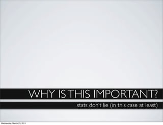 WHY IS THIS IMPORTANT?
                                    stats don’t lie (in this case at least)

Wednesday, March 23, 2011
 