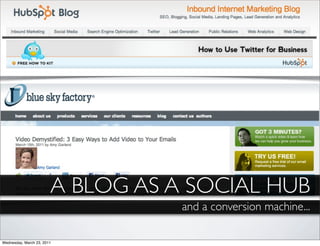 A BLOG AS A SOCIAL HUB
                                   and a conversion machine...

Wednesday, March 23, 2011
 