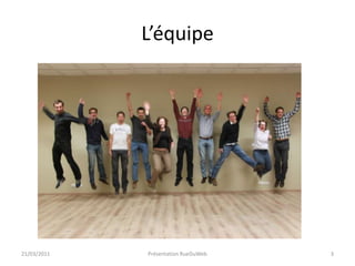 L’équipe21/03/2011Présentation RueDuWeb3