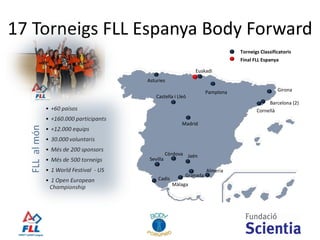 17 Torneigs FLL Espanya Body Forward Cornellà Euskadi Granada Barcelona (2) Madrid Pamplona Girona Almeria Cadis Sevilla Màlaga Asturies Torneigs Classificatoris Final FLL Espanya Castella i Lleó Jaén Còrdova 