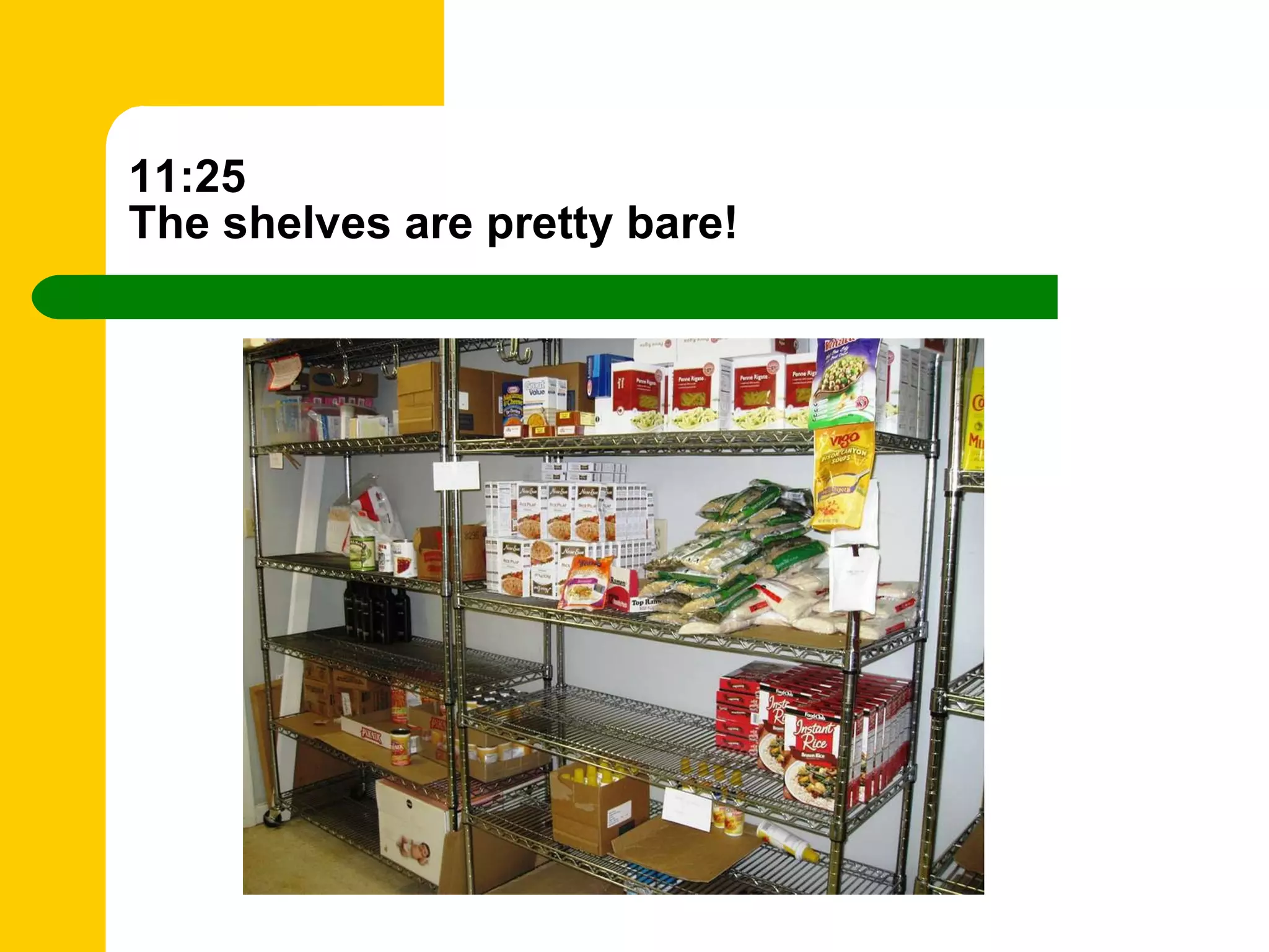 11:25 The shelves are pretty bare! 